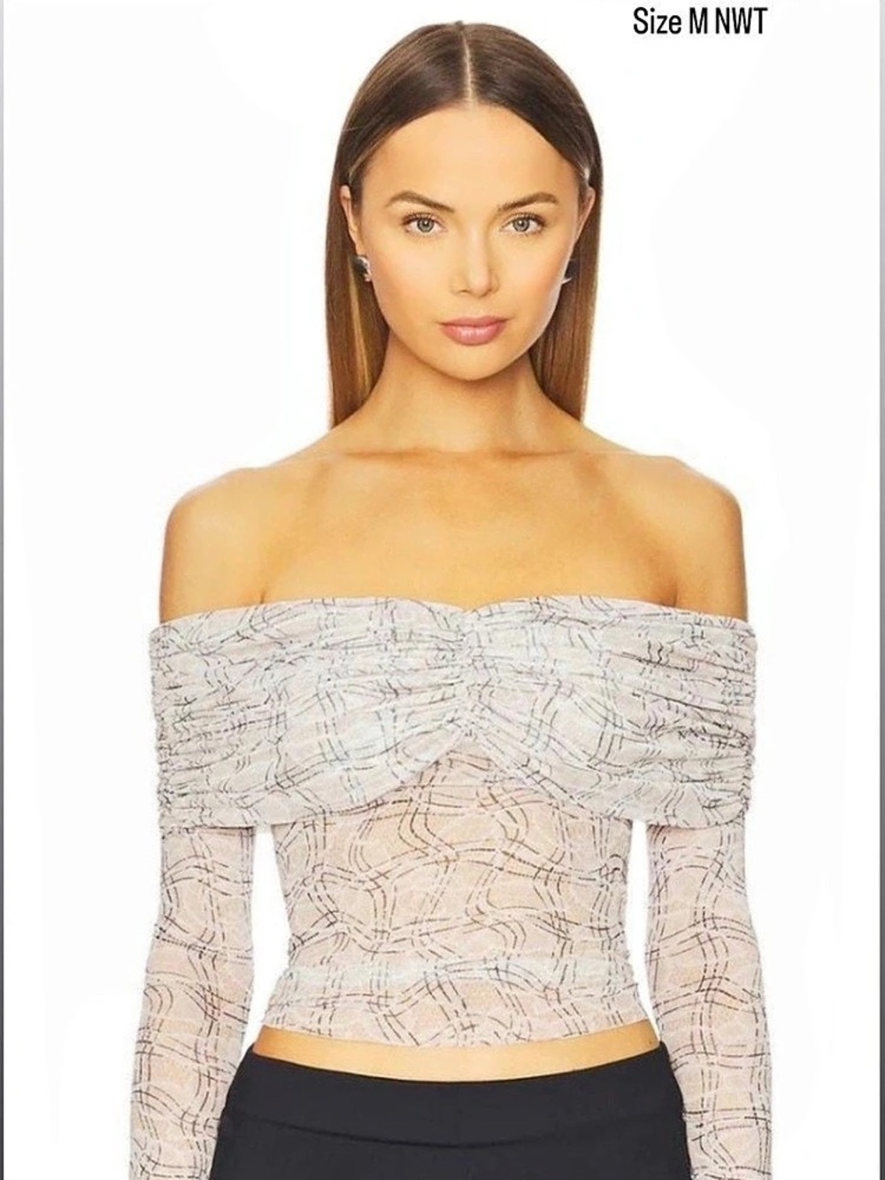 AFRM Lilith Top Off-Shoulder Plaid Bodysuit Medium
